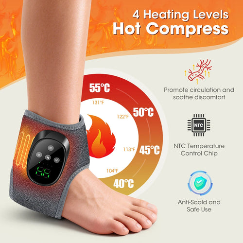 Electric Foot Massager Heated Vibration Cordless Ankle Wrap Portable Leg Care Relaxation Pad For Home Office Women Seniors